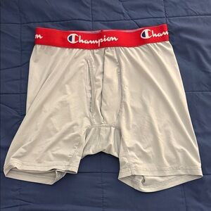 Champion Men's Light Gray Boxer Briefs with Red Waistband